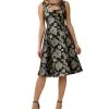 Adrianna Papell Women's Keyhole Metallic Jacquard Dress
