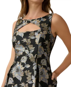 Adrianna Papell Women's Keyhole Metallic Jacquard Dress 6 Adrianna Papell Women's Keyhole Metallic Jacquard Dress -Anne Klein Sales Store 23021994 fpx