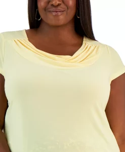Kasper Plus Size Cap-Sleeve Cowlneck Top -Anne Klein Sales Store 23022036 fpx