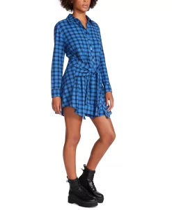 Steve Madden Women's Peyton Plaid Tie-Waist Shirt Dress -Anne Klein Sales Store 23022041 fpx