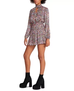 Steve Madden Women's Natalie Smocked Floral Mini Dress -Anne Klein Sales Store 23022168 fpx