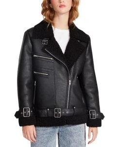 Steve Madden Women's Quinn Faux Leather Lined Moto Jacket