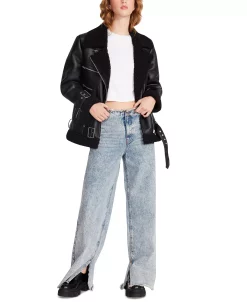 Steve Madden Women's Quinn Faux Leather Lined Moto Jacket -Anne Klein Sales Store 23022179 fpx