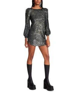 Steve Madden Women's Delorean Sparkling Puff-Sleeve Mini Dress