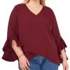 Vince Camuto Plus Size Flutter-Sleeve Top