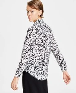 Bar III Women's Animal-Print Button-Up Shirt, Created For Macy's -Anne Klein Sales Store 23033344 fpx