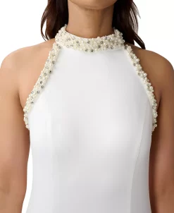 Adrianna Papell Women's Embellished Mock-Neck Fit & Flare Dress -Anne Klein Sales Store 23033679 fpx