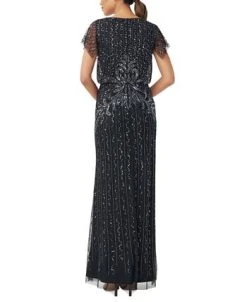 Adrianna Papell Women's Beaded Flutter-Sleeve Gown -Anne Klein Sales Store 23033879 fpx