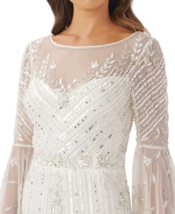 Adrianna Papell Women's Illusion-Detail Flare-Sleeve A-Line Dress 6 Adrianna Papell Women's Illusion-Detail Flare-Sleeve A-Line Dress -Anne Klein Sales Store 23034071 fpx