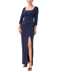 Adrianna Papell Women's Metallic Square-Neck Gown