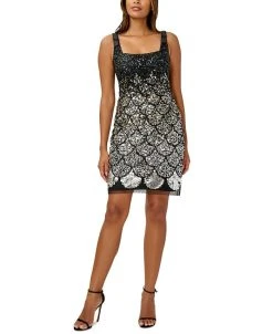 Adrianna Papell Women's Sequined Beaded Sheath Dress