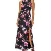 Adrianna Papell Women's Floral-Print Mock-Neck Gown