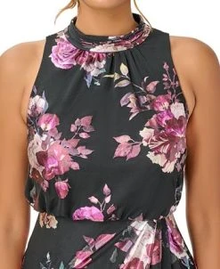 Adrianna Papell Women's Floral-Print Mock-Neck Gown 9 Adrianna Papell Women's Floral-Print Mock-Neck Gown -Anne Klein Sales Store 23034341 fpx