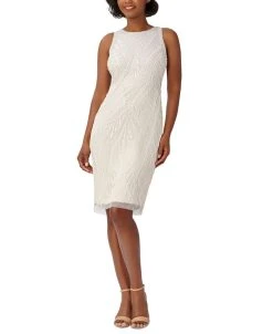 Adrianna Papell Women's High-Neck Embellished Sheath Dress