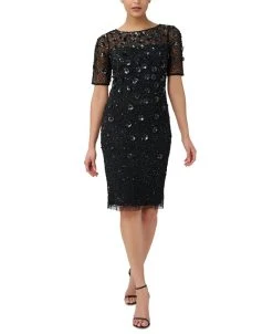 Adrianna Papell Beaded Floral Sheath Dress