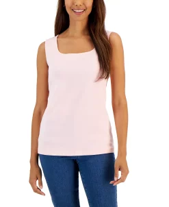 Karen Scott Quare-Neck Cotton Tank Top, Created For Macy's -Anne Klein Sales Store 23034879 fpx