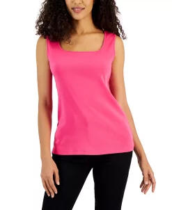 Karen Scott Quare-Neck Cotton Tank Top, Created For Macy's -Anne Klein Sales Store 23034882 fpx