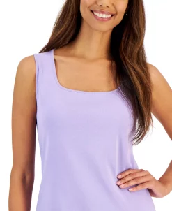 Karen Scott Quare-Neck Cotton Tank Top, Created For Macy's -Anne Klein Sales Store 23034892 fpx