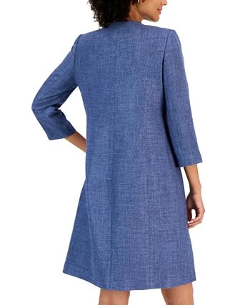 Kasper Women's Collarless 3/4-Sleeve Tweed Topper Jacket 2 Kasper Women's Collarless 3/4-Sleeve Tweed Topper Jacket - Image 2