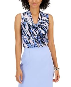 Kasper Women's Printed Sleeveless Twisted-Neck Top