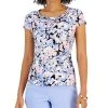 Kasper Women's Floral Cowl-Neck Short-Sleeve Top