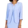 Kasper Women's Stretch Crepe Open-Front Roll-Sleeve Jacket