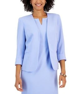 Kasper Women's Stretch Crepe Open-Front Roll-Sleeve Jacket -Anne Klein Sales Store 23035453 fpx