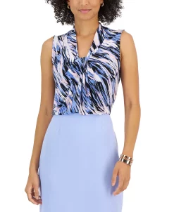 Kasper Women's Printed Sleeveless Twisted-Neck Top -Anne Klein Sales Store 23035471 fpx
