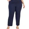 Kasper Plus Size Dot-Print Jacquard Ankle Pants