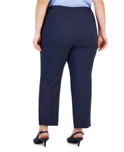 Kasper Plus Size Dot-Print Jacquard Ankle Pants -Anne Klein Sales Store 23045998 fpx