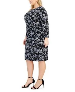 Kasper Plus Size Floral Faux-Wrap Pullover Dress -Anne Klein Sales Store 23046008 fpx