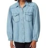 Sam Edelman Women's Farah Puff-Sleeve Denim Shirt