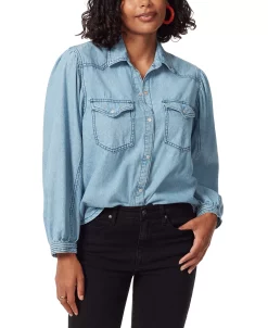 Sam Edelman Women's Farah Puff-Sleeve Denim Shirt -Anne Klein Sales Store 23048933 fpx
