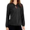 Kasper Women's Twisted Keyhole-Neck Long-Sleeve Top