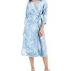 Alfani Women's Printed 3/4-Sleeve Midi Satin Wrap Dress, Created For Macy's