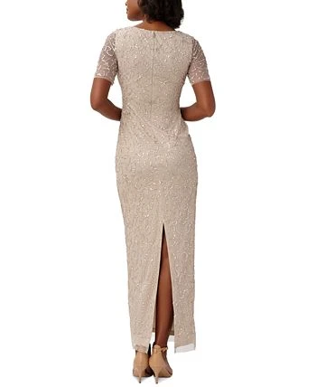 Papell Studio Women's Round-Neck Beaded Short-Sleeve Gown 2 Papell Studio Women's Round-Neck Beaded Short-Sleeve Gown - Image 2