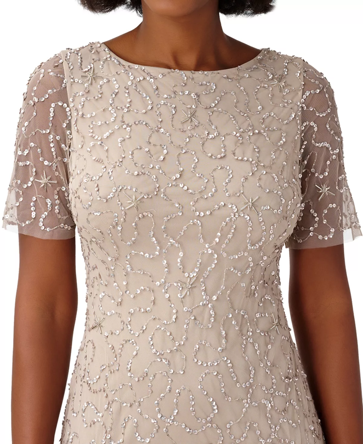 Papell Studio Women's Round-Neck Beaded Short-Sleeve Gown 3 Papell Studio Women's Round-Neck Beaded Short-Sleeve Gown - Image 3