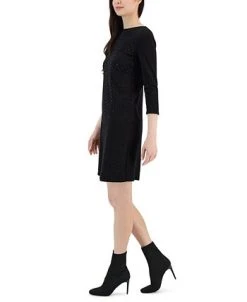 Anne Klein Women's Studded 3/4-Sleeve Fit & Flare Sweater Dress -Anne Klein Sales Store 23099105 fpx