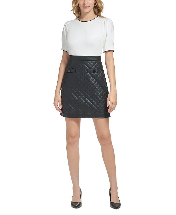 Karl Lagerfeld Paris Women's Mixed-Media Sheath Dress 1 Karl Lagerfeld Paris Women's Mixed-Media Sheath Dress
