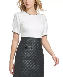 Karl Lagerfeld Paris Women's Mixed-Media Sheath Dress 8 Karl Lagerfeld Paris Women's Mixed-Media Sheath Dress -Anne Klein Sales Store 23100626 fpx