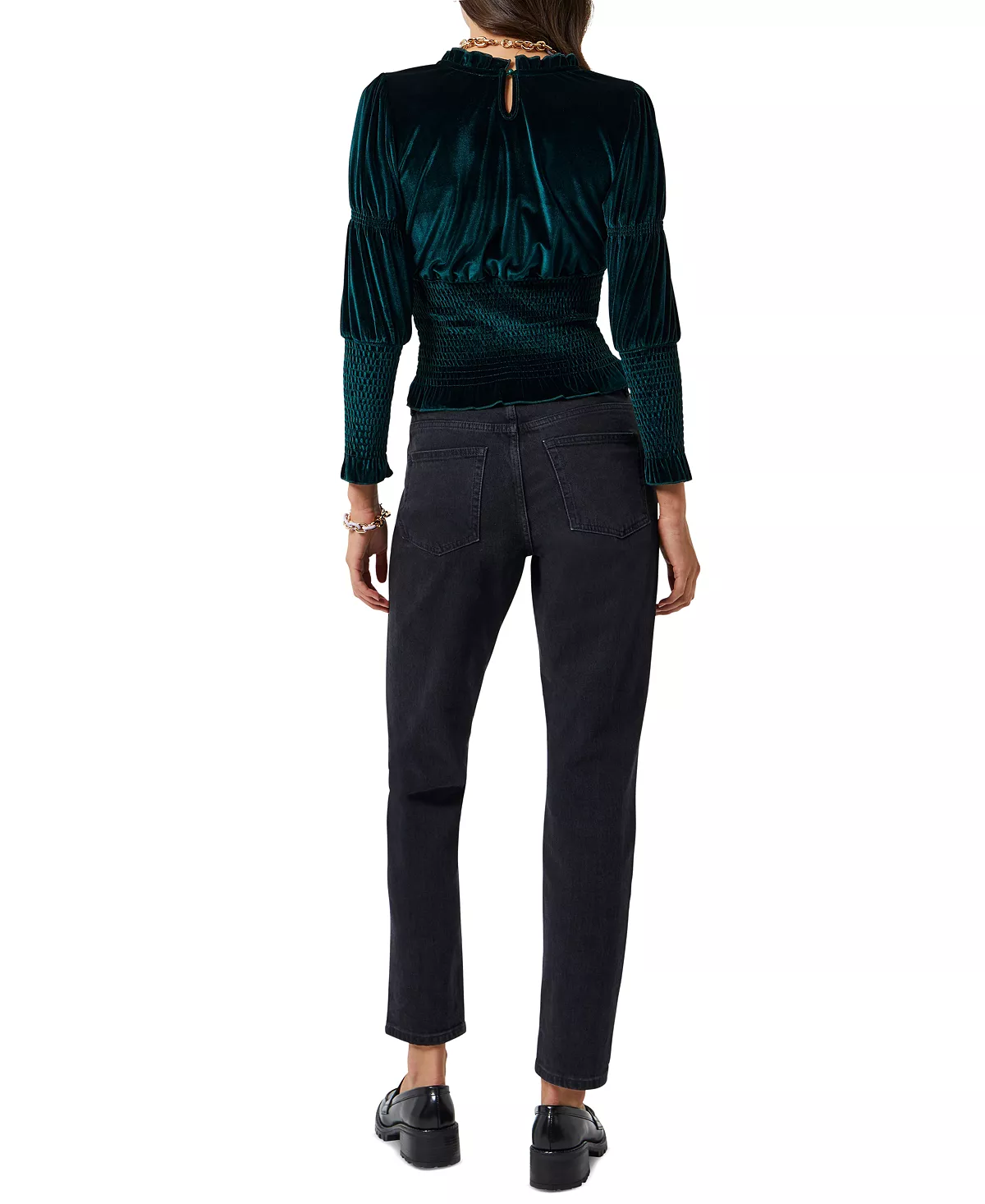 French Connection Women's Sula Velvet Smocked Top 4 French Connection Women's Sula Velvet Smocked Top - Image 4