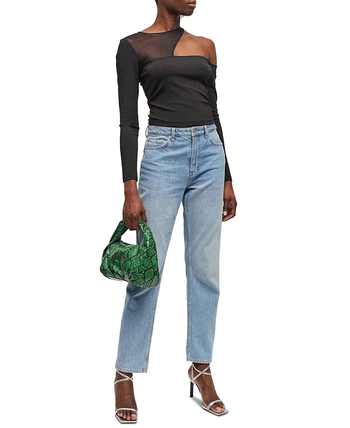 French Connection Asymmetrical One-Shoulder Mesh Neckline Top 1 French Connection Asymmetrical One-Shoulder Mesh Neckline Top