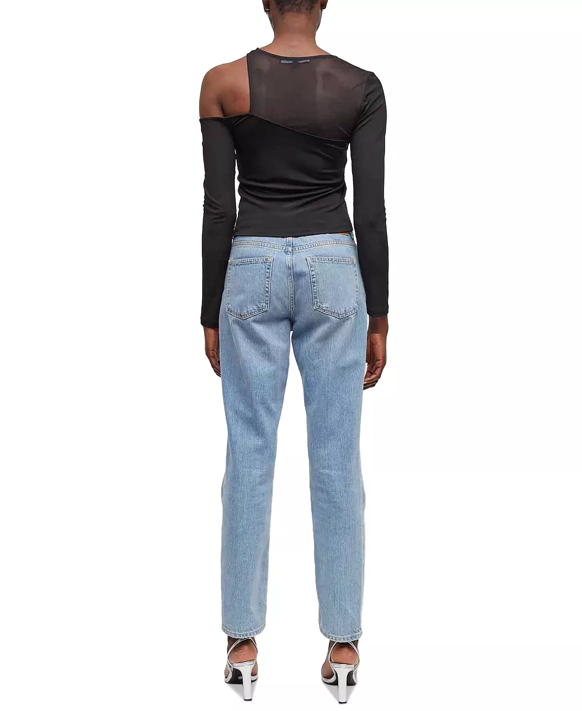 French Connection Asymmetrical One-Shoulder Mesh Neckline Top 2 French Connection Asymmetrical One-Shoulder Mesh Neckline Top - Image 2