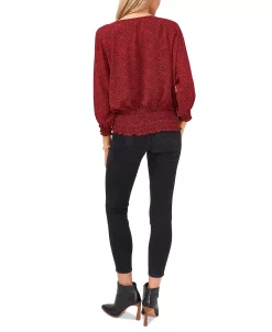 Vince Camuto Printed Smocked-Hem Peasant Top -Anne Klein Sales Store 23101371 fpx