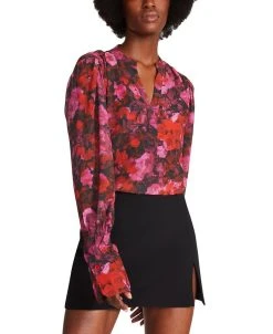 Steve Madden Women's Hudson Chiffon Split-Neck Top