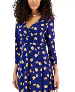 Kasper Women's Maura Printed Surplice-Neck Dress -Anne Klein Sales Store 23109769 fpx