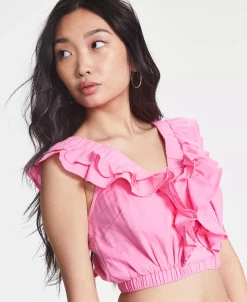 And Now This Women's Sleeveless V-Neck Ruffled Top -Anne Klein Sales Store 23110022 fpx