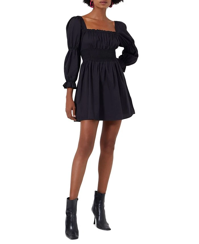 French Connection Women's Sindy Cotton Sateen Smocked Mini Dress 1 French Connection Women's Sindy Cotton Sateen Smocked Mini Dress