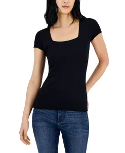 INC International Concepts Women's Ribbed Square-Neck T-Shirt, Created For Macy's -Anne Klein Sales Store 23112079 fpx