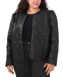 Vince Camuto Plus Size Quilted Faux-Leather Jacket
